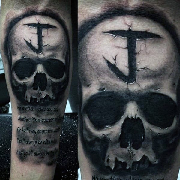 Stone Skull 3d Insane Tattoos For Men On Inner Forearm