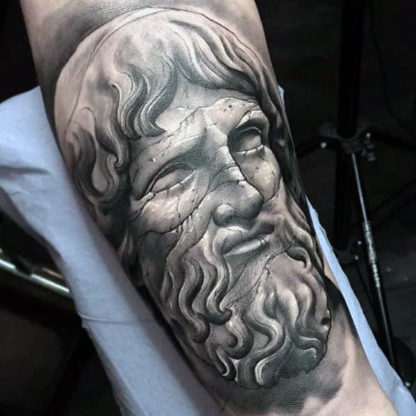 Stone Statue Greek Portrait Mens Sweet Arm Tattoos
