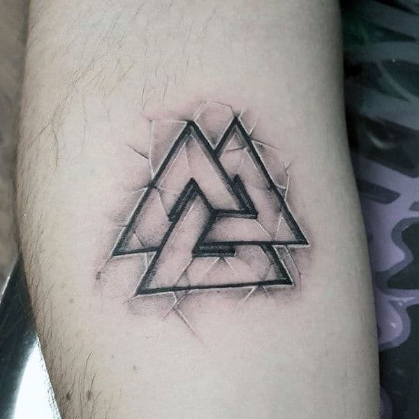 Stone Valknut Small Male Arm Tattoo