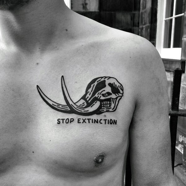 Stop Extinction Mens Simple Animal Skull Chest Tattoo
