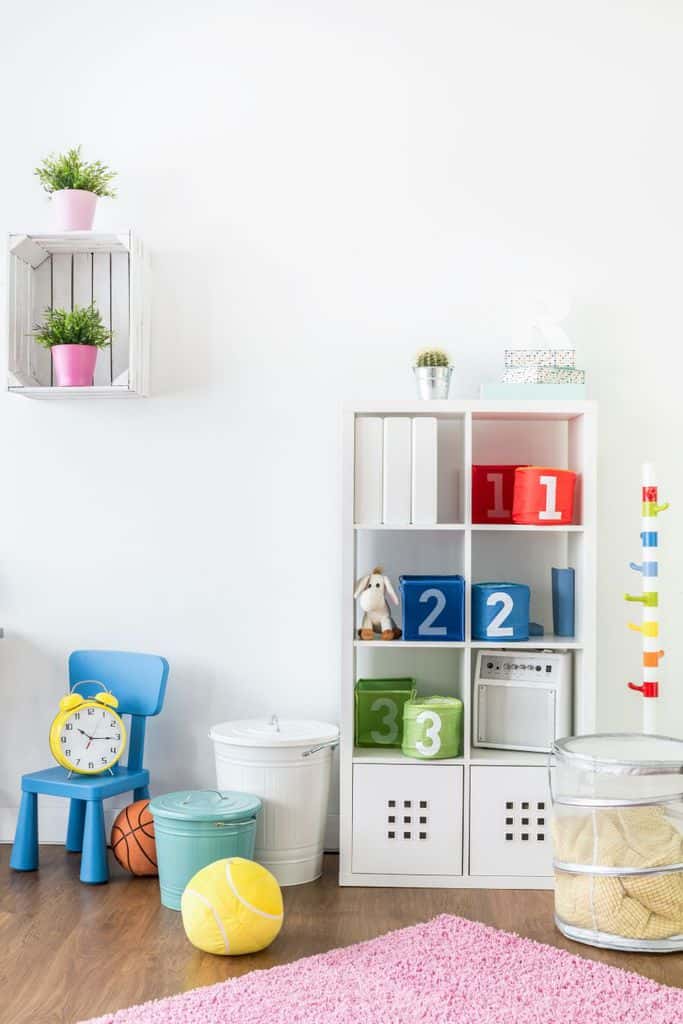 white storage cabinet playroom