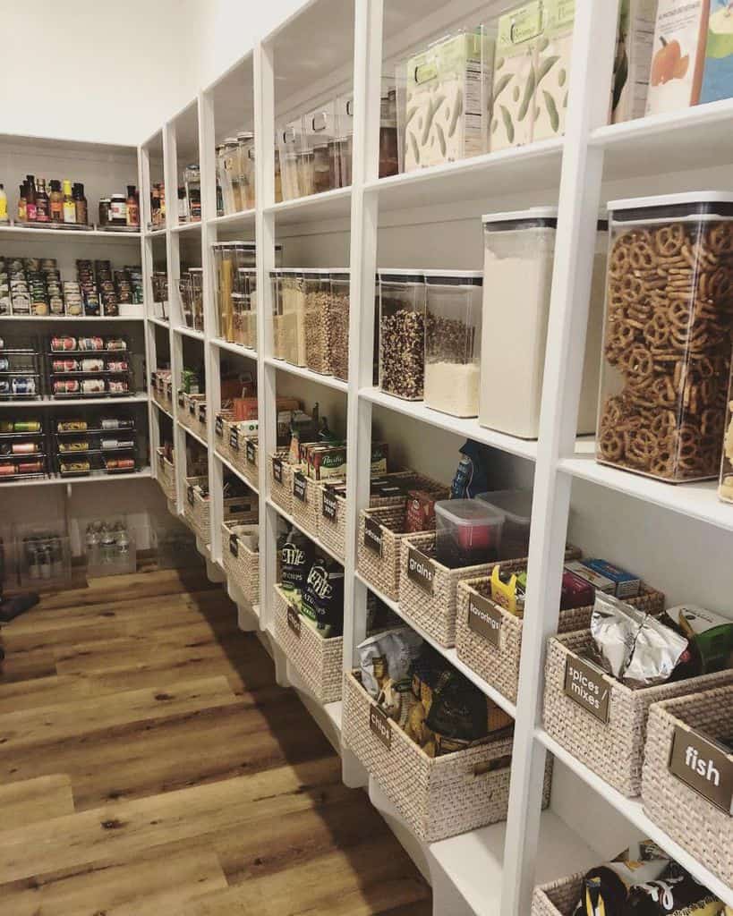 well maintained storage system in kitchen pantry