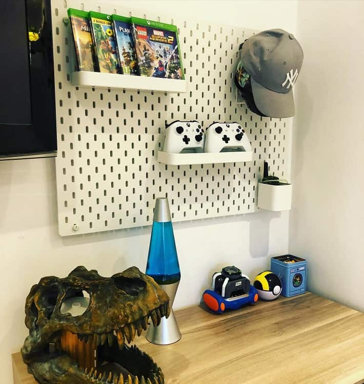 video game storage pegboard
