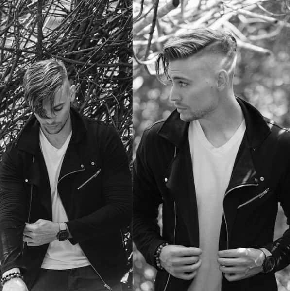 Straight Shaved Sides Trendy Guys Hairstyles