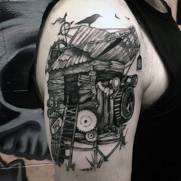 Straw House Built On Camera Tattoo Male Arms Ideas