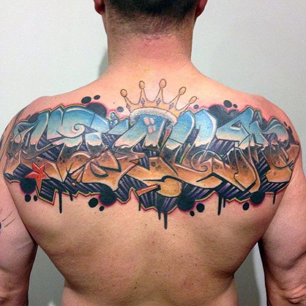 Street Art Wildstyle Graffiti Mens Back Tattoo