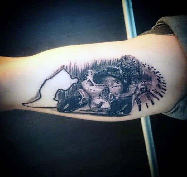 Street Bike Male Biker Bicep Tattoo Ideas
