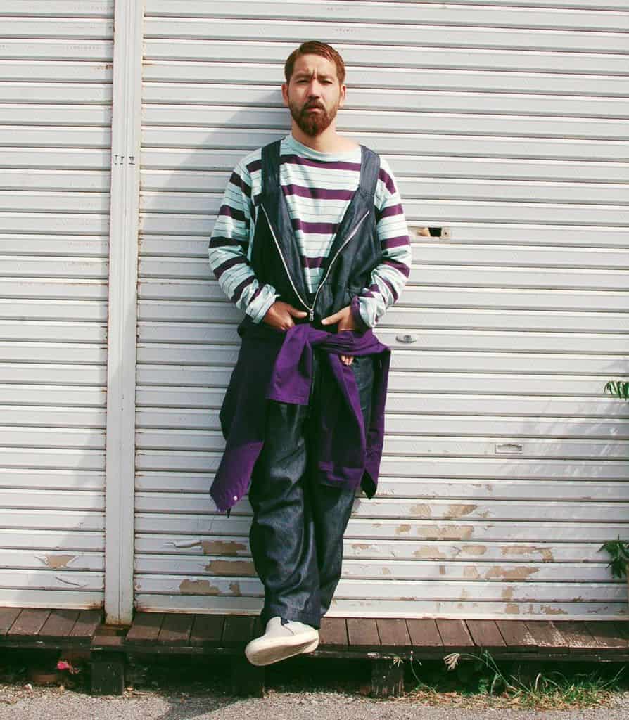 Stripe Shirt Silk Denim Overall