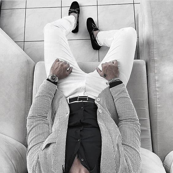 Striped Blazer Black Dress Shirt What To Wear With White Jeans Outfits Style Looks For Men