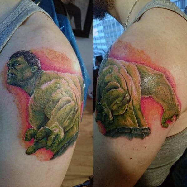 Strong Hulk Tattoo Male Shoulders
