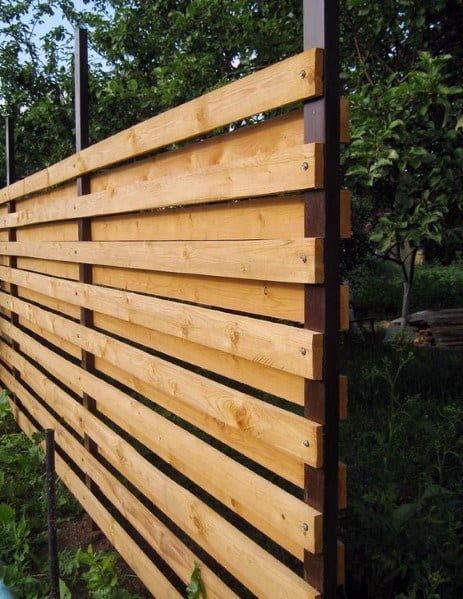 board on board slat wood fence