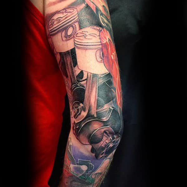 Stunning Engine Tattoo Mens Sleeves