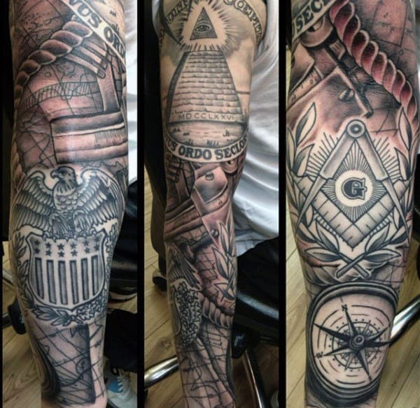 Stunning Illuminati Tattoo Male Full Sleeves