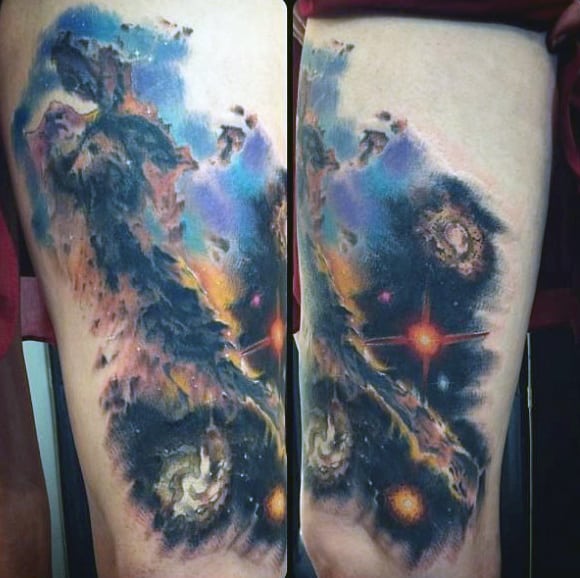 Stunning Universe Tattoo On Upperarms For Men