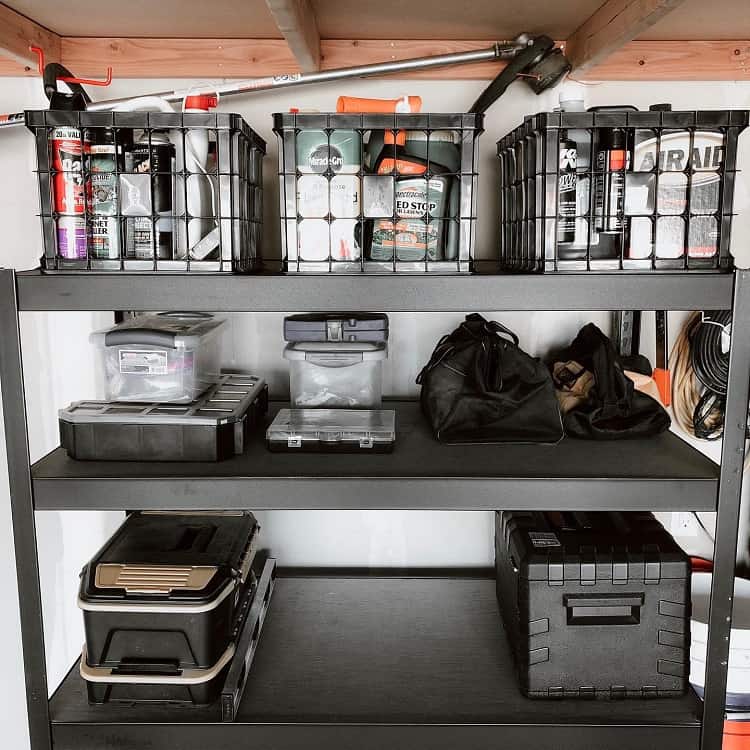 sturdy black garage storage rack shelf 