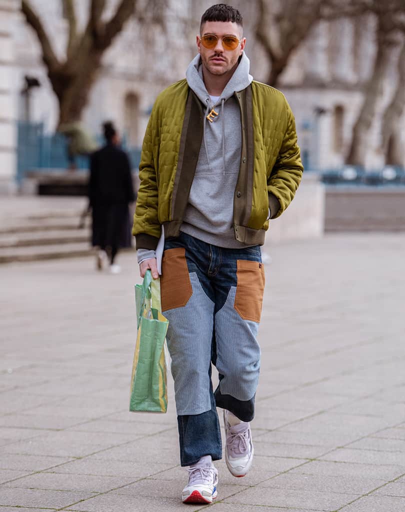 A classic bomber jacket gets a trendy makeover in a hip color and unusual texture