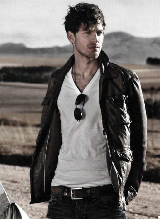 Styles How To Wear A Leather Jacket Mens Leather Jacket Outfits Styles V Neck T Shirt And Jeans