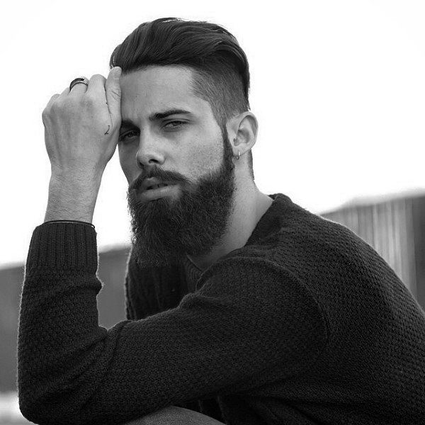 Stylish Combed Back Undercut For Guys With Beards