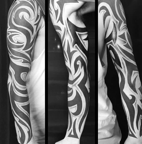 Stylish Guys Tribal Tattoo Full Sleeve