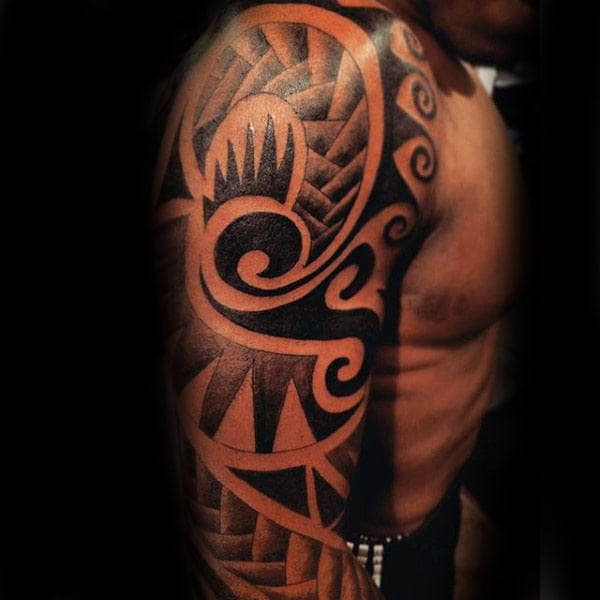 Stylish Male Tribal Tattoo Upper Arm
