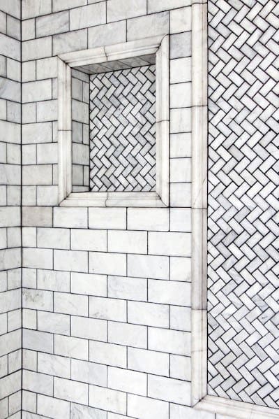 white marble subway tiles 