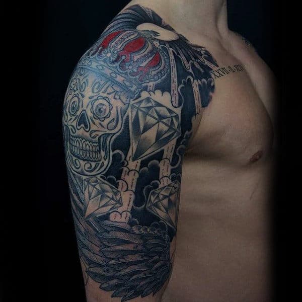 Sugar Skull Man Tattoo Half Sleeve