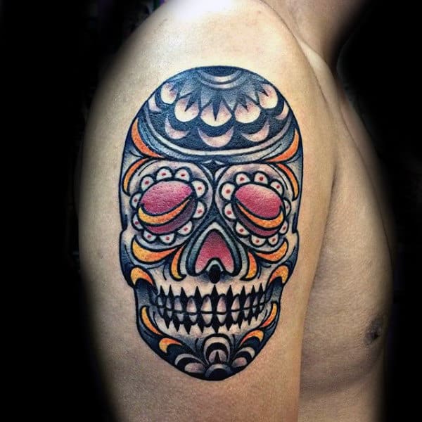 Sugar Skull Tattoo Arm Of Man