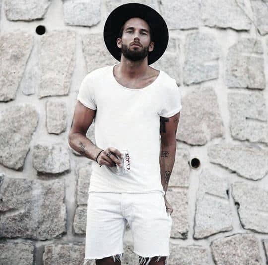 Summer Style Male All White Outfit With Shorts And Dress Shirt