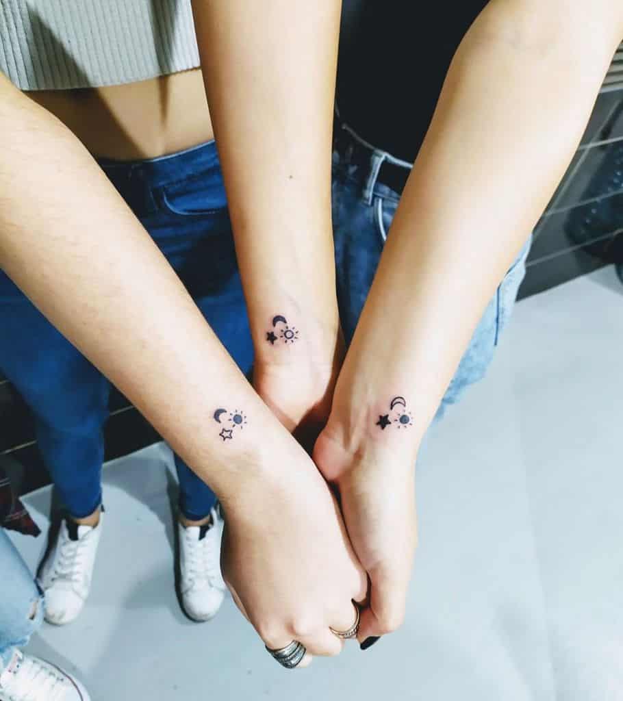 Sun Moon Star Friendship Tattoo