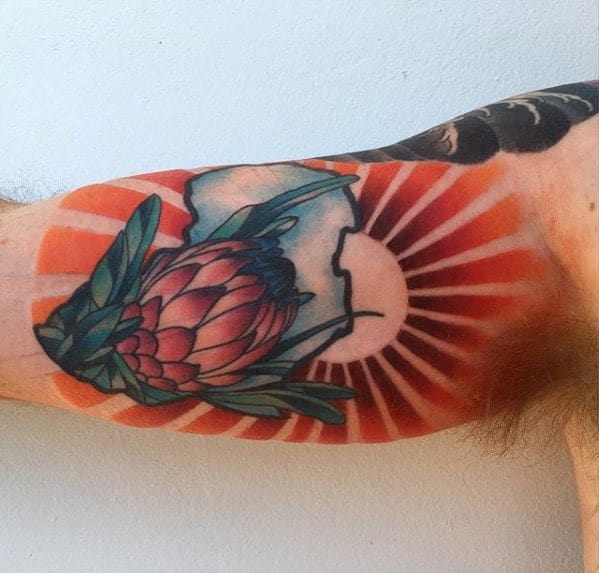 Sun Rays Africa Guys Quarter Sleeve Tattoo