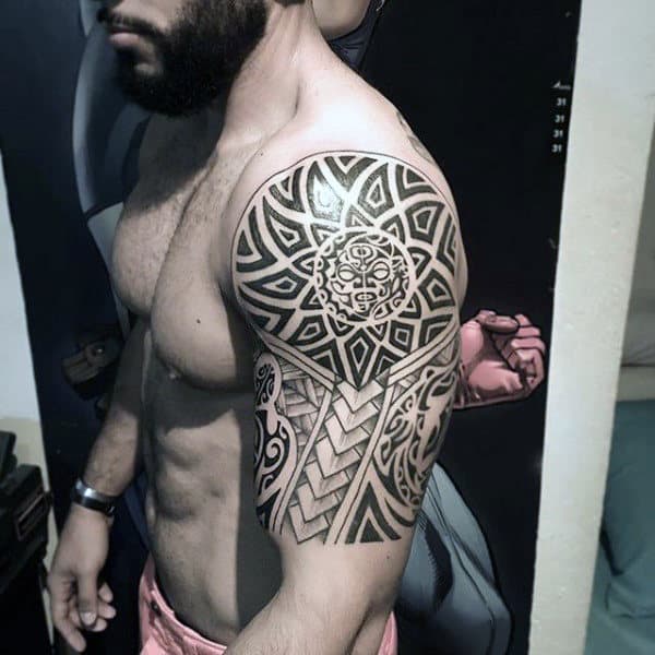 Sun Star Mens Tribal Half Sleeve Tattoos