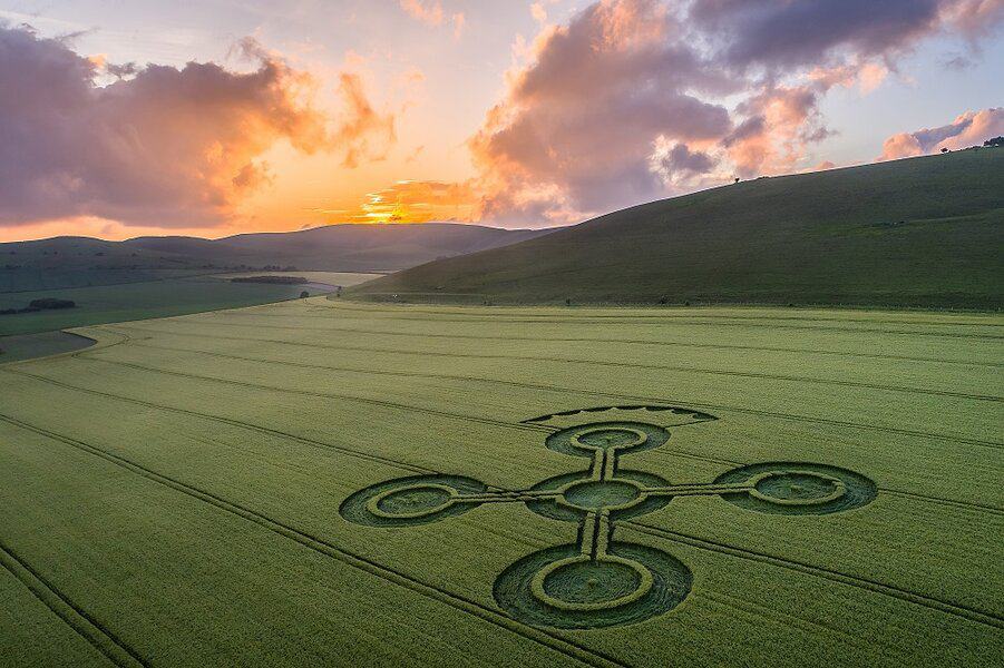 sunset at a crop circle