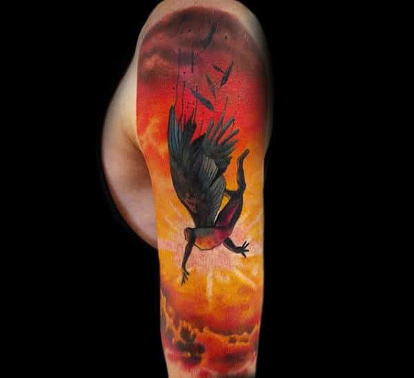Sunset Icarus Mens Full Sleeve Tattoos