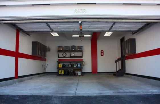 Super Simple Red Contrasting Garage Wall Paint Ideas