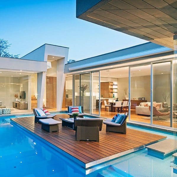 Superb Floating Deck Modern Pool Ideas