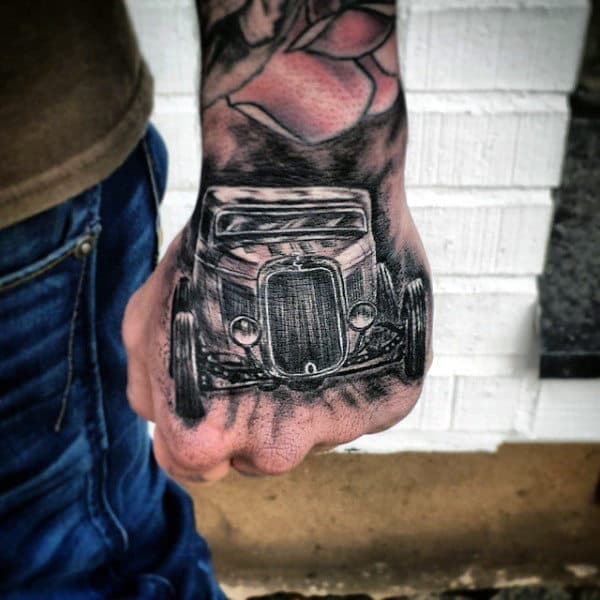 Superb Hot Rod Tattoo Male Hands