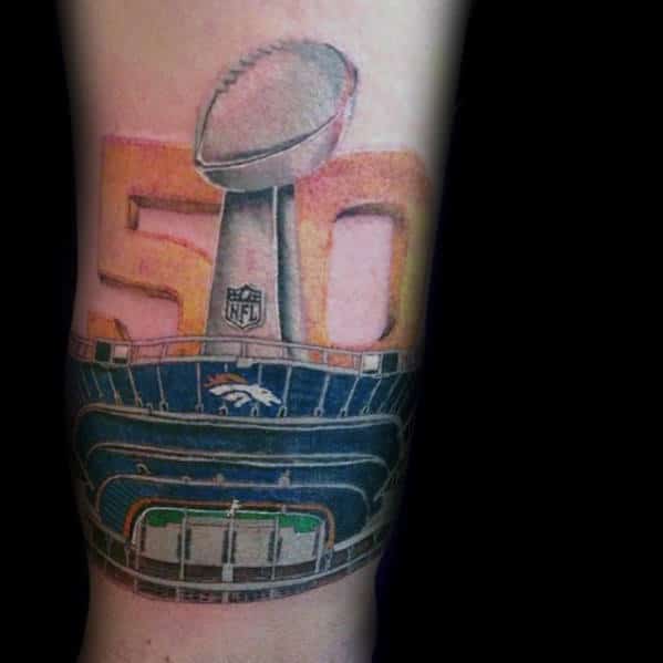 Superbowl 50 Denver Broncos Mens Forearm Tattoo