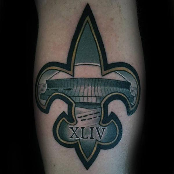 Superbowl Fleur De Lis Mens Forearm Tattoos