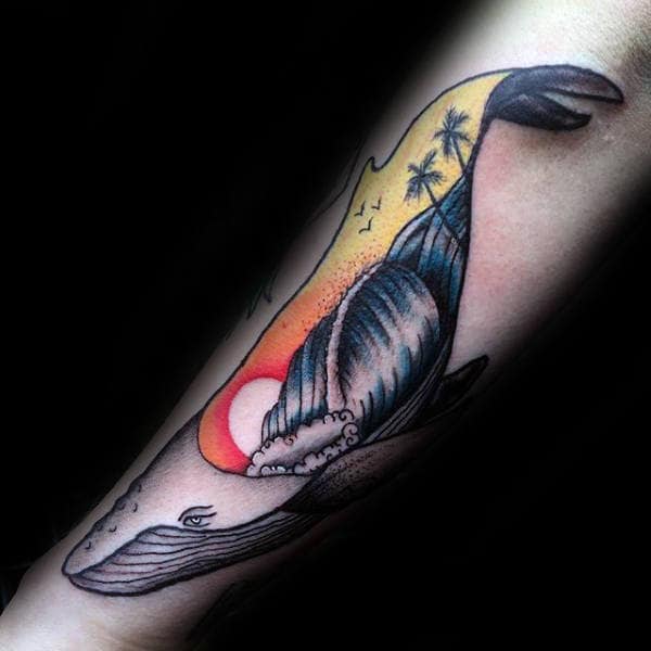 Surf Inside Shark Tattoo Male Forearm