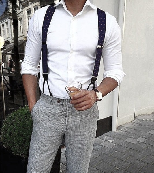 Suspenders White Dress Shirt Male Trendy Outfits Styles