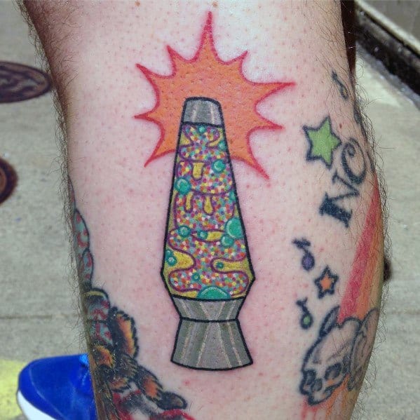 Psychedelic lava lamp tattoo bursting with colorful patterns, ideal for men's vibrant and creative tattoo inspiration.