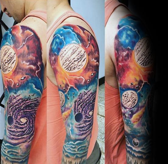 Swirling Astronomy Tattoo Male Arms