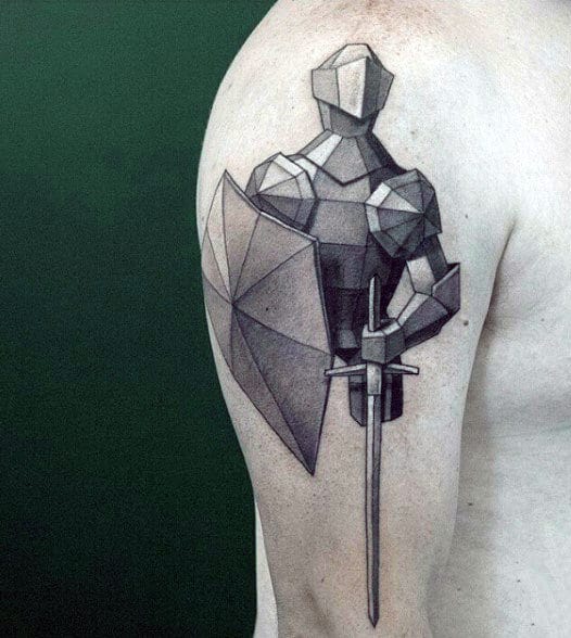Sword With Knight Tattoo For Guys