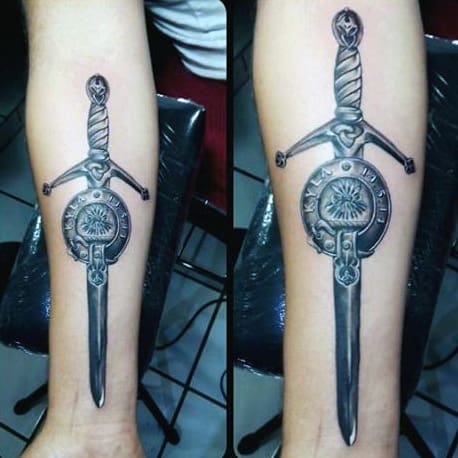 Swords Tattoos For Men On Inner Forearm