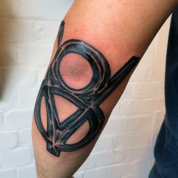 Symbolic V8 Hot Rod Tattoo Male Forearms
