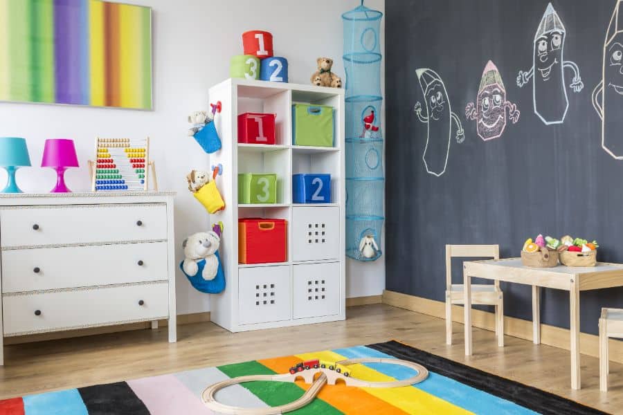 chalkboard wall in kids playroom