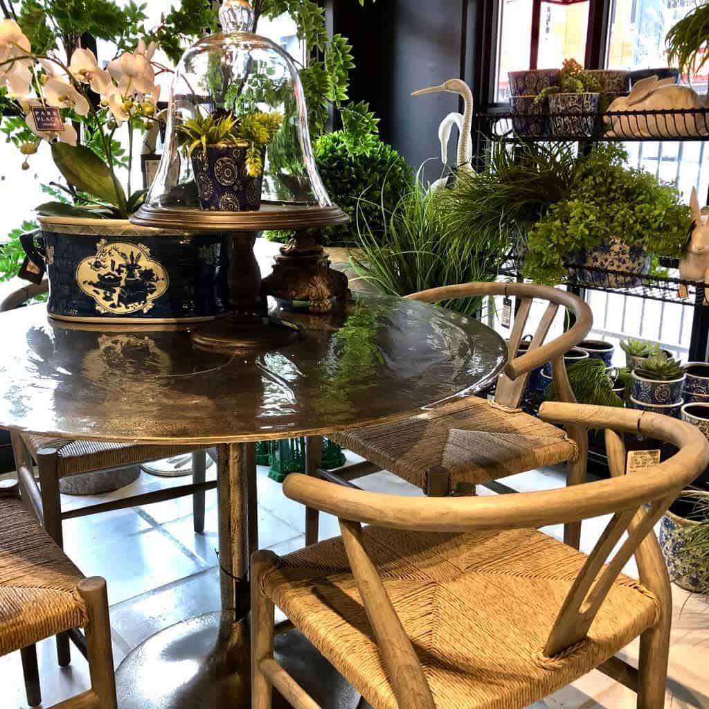 vintage table in small dining room
