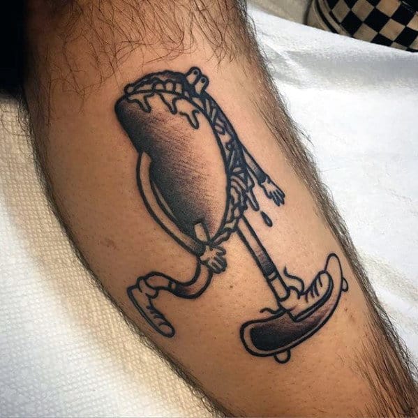 Taco Riding Skateboard Mens Creative Leg Tattoo Designs