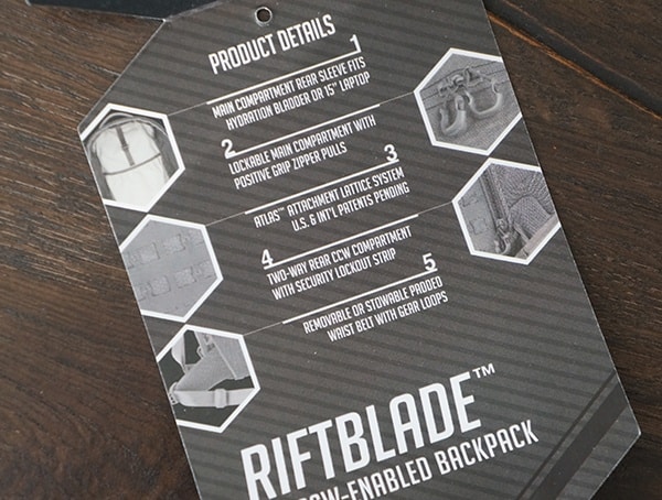 Tag Maxpedition Riftblade Backpack Highlights Tag
