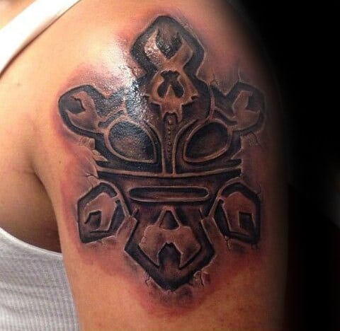 Taino Stone 3d Mens Sun Upper Arm Tattoo